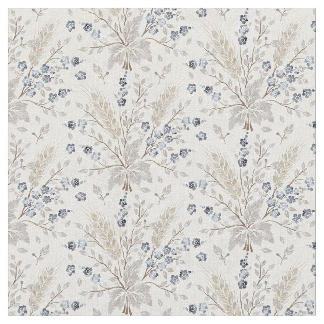 Sanftes neutrales Boho-Blumen-Botanik-Muster Stoff (Nahaufnahme)