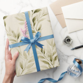 Sanftes Olivbeige Olivenzweig Aquarellmuster Geschenkpapier