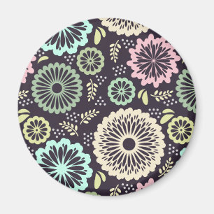 Sanftes Pastellrosa und Türkis Blüten Vintage Bota Magnet