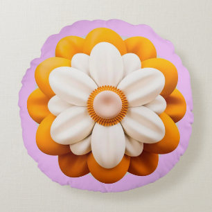 Sanftes Rosa 3D-Blumen Mädchenhaftes Florales Zimm Rundes Kissen