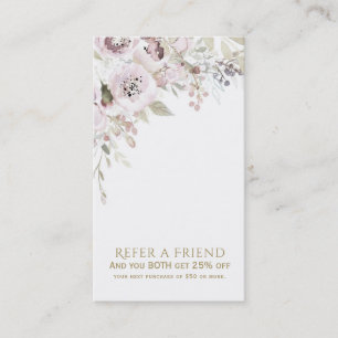 Sanftes Rosa Aquarell Elegant Floral Empfehle eine Empfehlungskarte