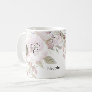 Sanftes Rosa Aquarell Elegante Blumen Chic Blüten Tasse