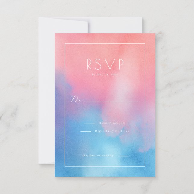 Sanftes Rosa Blau Gradient RSVP Karte (Vorderseite)