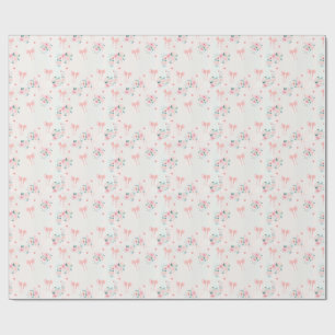Sanftes rosa Blumen- und Schleifenmuster – Süß rom Geschenkpapier