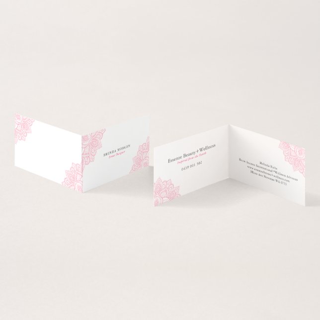 Sanftes rosa Eck-Mandala Visitenkarten (Innenseite und Außenseite)