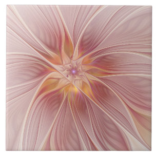 Sanftes rosa florales Traum-Abstraktes Fraktal-Kun Fliese