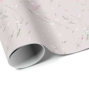 Sanftes Rosa Gaura-Aquarell-Blumenmuster Geschenkpapier
