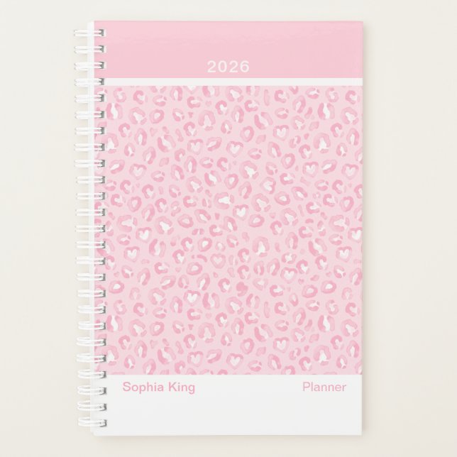 Sanftes Rosa Leopard Modern Planer (Vorderseite)