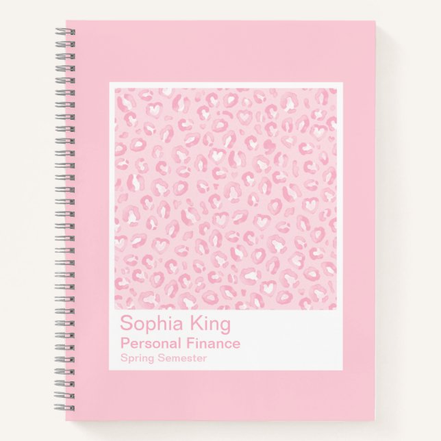Sanftes Rosa Leopardenmuster Notizbuch (Vorderseite)