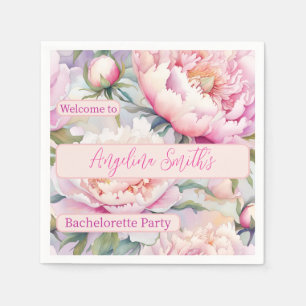 Sanftes Rosa Pfingstrosen-Blumen-Junggesellinnenab Serviette