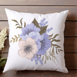 Sanftes Rosa und Lavendel Blumenmuster Kissen