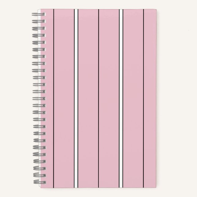 Sanftes Rosa Vertikalstreifenmuster Minimal Notizbuch (Vorderseite)