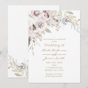 Sanftes Rosa Wasserfarbe Elegante Florale Hochzeit Einladung