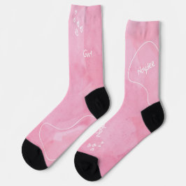 Sanftes rosa Wasserfarbe mit weißem Namen Socken