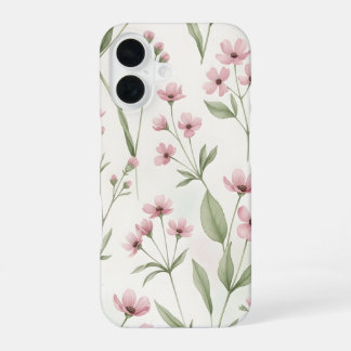 Sanftes Rosa Wasserfarben-Blumen-Kosmos-Blumen Bot iPhone 16 Hülle