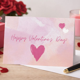 Sanftes rosa Wasserfarben Frohes Valentinstag Postkarte
