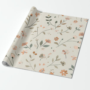 Sanftes Rosarot Wildblumen Vintage Boho 70er  Geschenkpapier