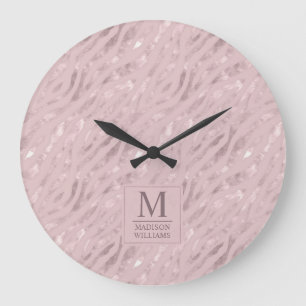 Sanftes Rosé Pastellrosa Gold Silber Glitter Muste Große Wanduhr