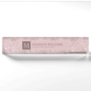 Sanftes Rosé Pastellrosa Gold Silber Glitter Muste Namensplakette