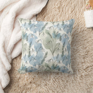 Sanftes Schneeglöckchen Cottagecore Pastell-Blumen Kissen