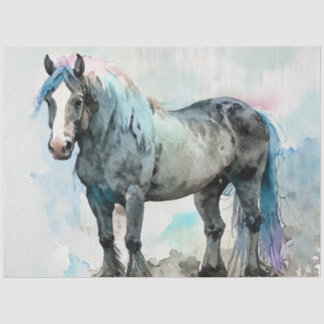 Sanftes Shire Horse Aquarell Blau Seidenpapier