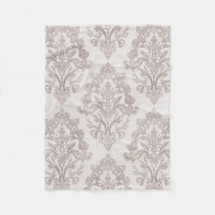 Sanftes Taupe-Damask Wasserfarbe Klassisches Flora Fleecedecke