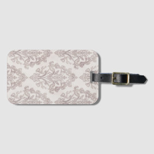 Sanftes Taupe-Damask Wasserfarbe Klassisches Flora Gepäckanhänger