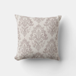 Sanftes Taupe-Damask Wasserfarbe Klassisches Flora Kissen
