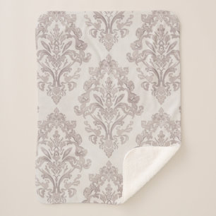 Sanftes Taupe-Damask Wasserfarbe Klassisches Flora Sherpadecke