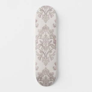 Sanftes Taupe-Damask Wasserfarbe Klassisches Flora Skateboard