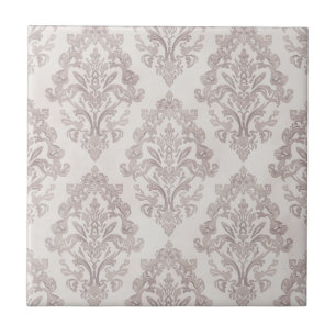 Sanftes Taupe Damast Wasserfarbe Klassisches Flora Fliese