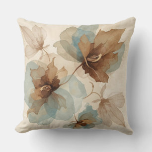 Sanftes Teal Blau Braun Beige Rustikale Wasserfarb Kissen