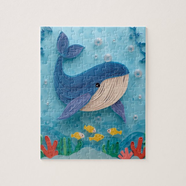 Sanftes Wal-Kalb-Papierkunstwerk Puzzle (Vertikal)