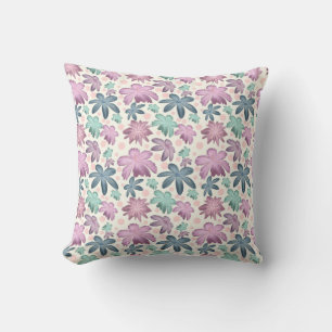 Sanftes Wasserfarben-Rosa-Blumenmuster    Tapete Kissen
