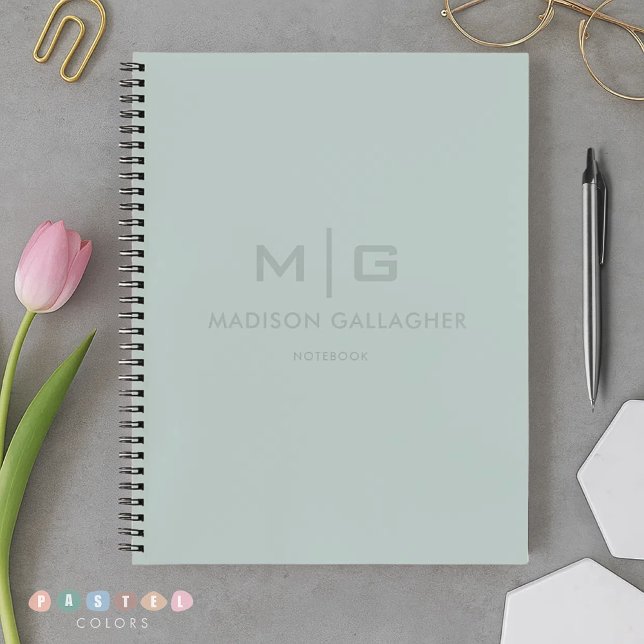 Sanftes weiches Licht Pastell-Salbei-Moos-Grün Far Notizbuch (Solid Soft Light Pastel Sage Moss Green Color Notebook
)