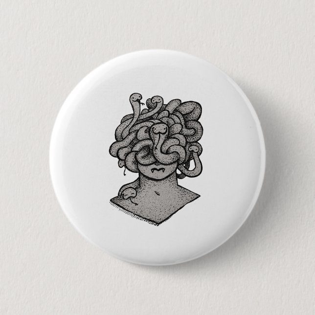 Sanftmütiger Medusa-Knopf Button (Vorderseite)