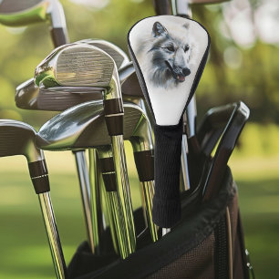 Sanftrealistische majestätische Weißwolf-Porträt Golf Headcover