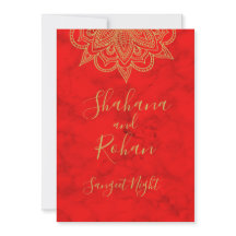 Sangeet Indian Style Red Gold Farbe Moderner Chic