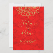 Sangeet Indian Style Red Gold Farbe Moderner Chic