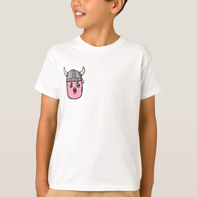 Sängender Wikinger-Charakter mit gehörntem Helm fü T-Shirt (Vorderseite)