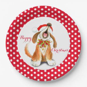 Sänger Hund Frohes Weihnachtsgeschenk Party Pappteller