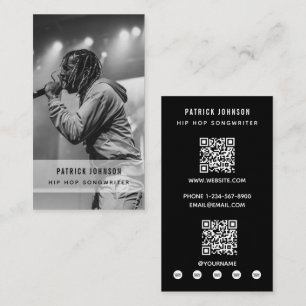 Sänger Musiker Songwriter Foto Hip Hop 2 QR Code Visitenkarte