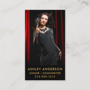 Sänger-Musiker-volles Fotopromo-Gold Visitenkarte