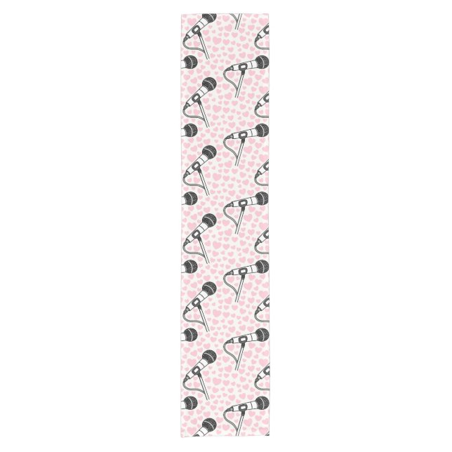 Sängerin Mikrofon Rosa Herzen, Musikerhochzeit Kurzer Tischläufer (Vorderseite)