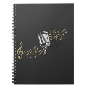 Sängerin Mikrophone Musical Notes Karaoke Liebhab Notizblock