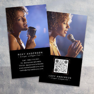 Sängerin Musiker Moderner Black QR Code Visitenkarte