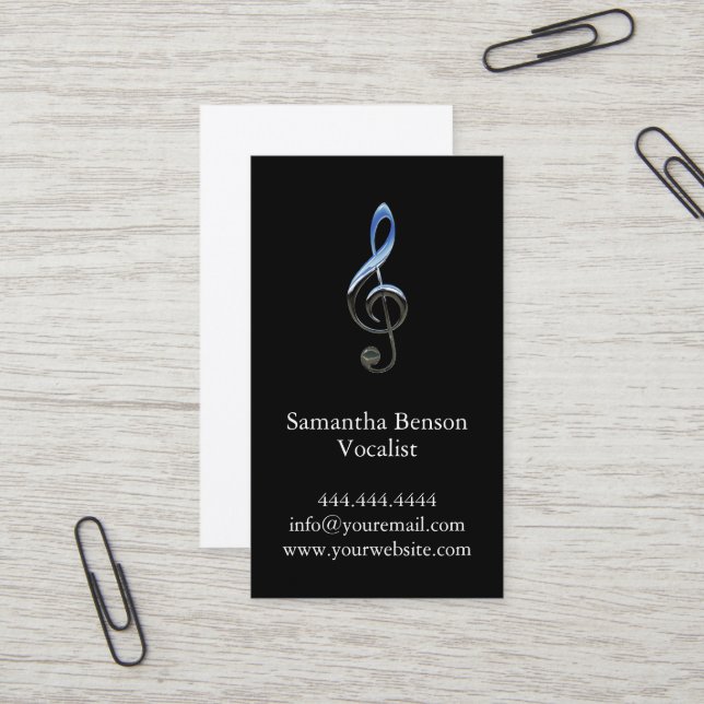 Sängerin Sänger Musical Clef Logo  Visitenkarte (Vorderseite/Rückseite Beispiel)