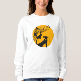 Sängerin Silhouette mit Vögeln Sweatshirt