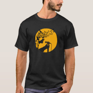 Sängerin Silhouette mit Vögeln T-Shirt