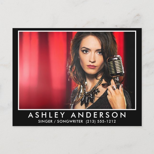 Sängermusiker Foto White Frame Postkarte (Vorderseite)